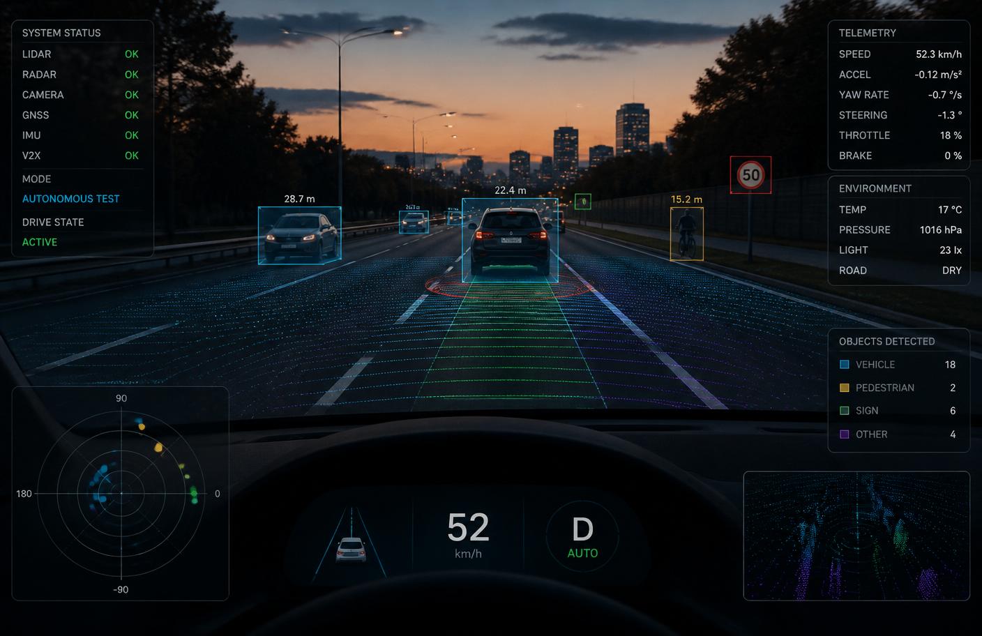 ADAS sensor stack representing safety-critical engineering.